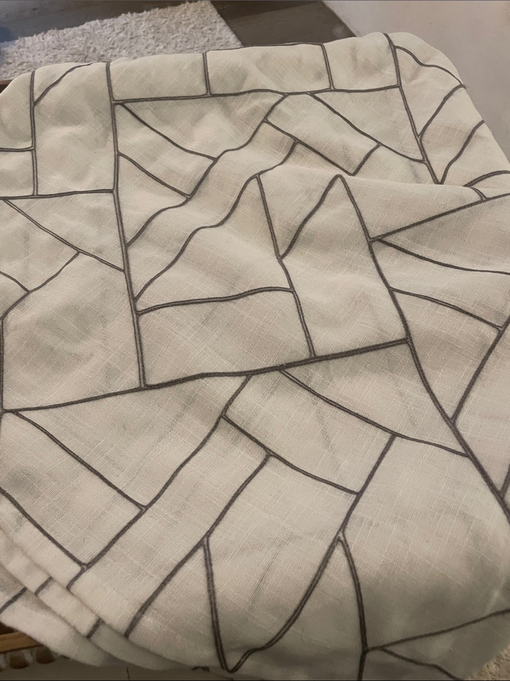 Cream Geometric Pattern Archaeo curtains pair 90in- very nice condition